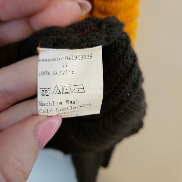 SHEIN Sweater Colorblock Stripe Red Yellow Green Knit Business Casual Fall Cute - Picture 5 of 6